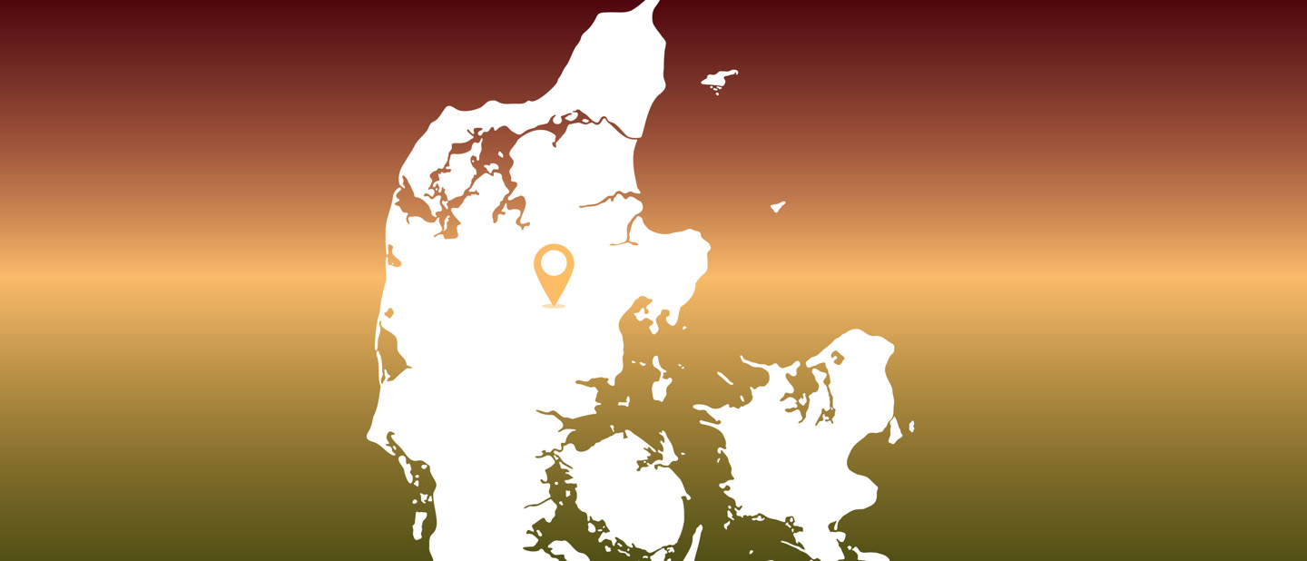 Danmarkskort med nål ved Silkeborg